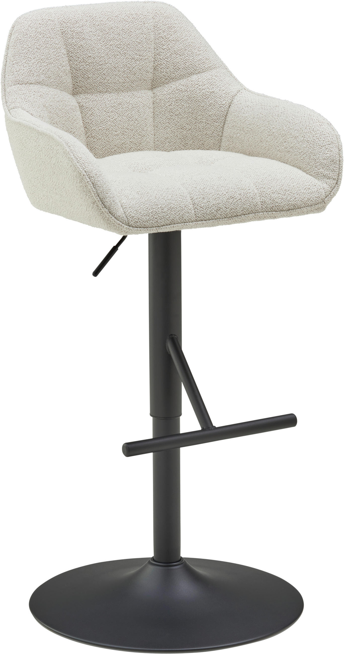 BARHOCKER Webstoff, Bouclé Schwarz, Beige Eisen  - Beige/Schwarz, LIFESTYLE, Textil/Metall (53/88-109/50cm) - MID.YOU