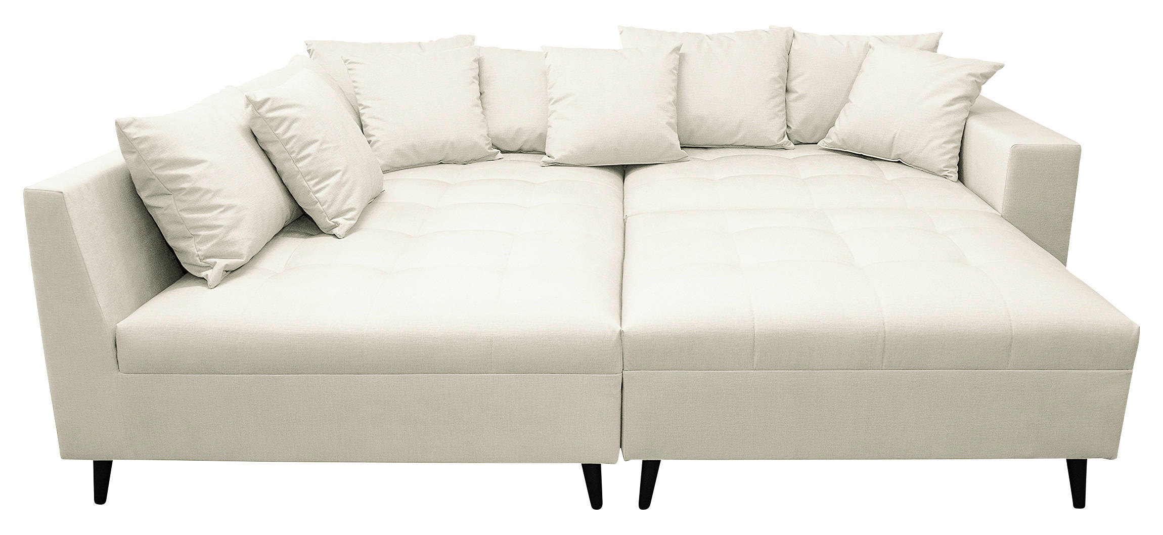 Ecksofa inkl. Hocker in Mikrofaser Hellgrau  - Hellgrau/Schwarz, Design, Holz/Textil (174/247cm) - MID.YOU