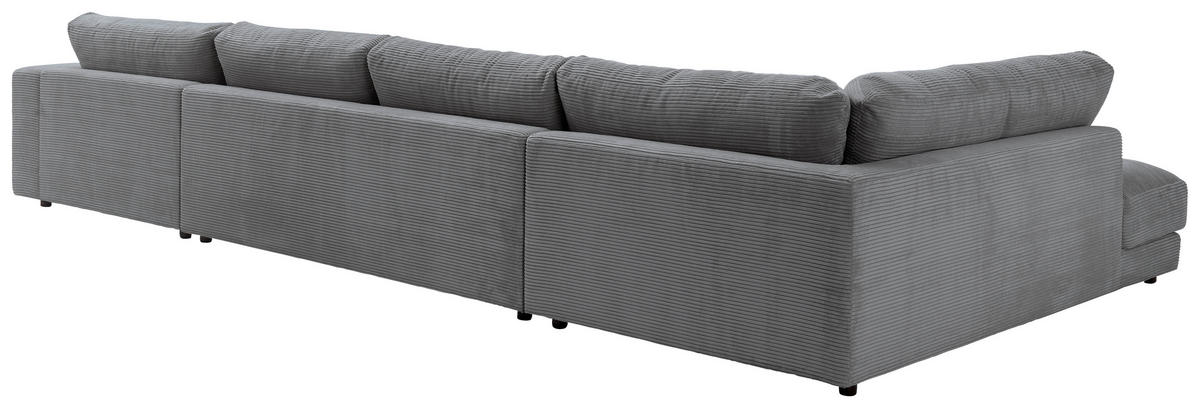 WOHNLANDSCHAFT Dunkelgrau Cord  - Dunkelgrau/Schwarz, Design, Kunststoff/Textil (224/425/190cm) - Hom`in