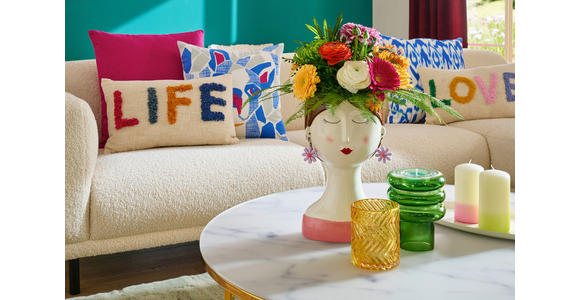 OHRENSESSEL in Webstoff Beige  - Beige/Goldfarben, Design, Textil/Metall (74/96/83cm) - Ambia Home