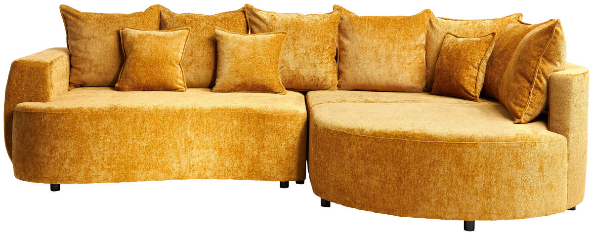 ECKSOFA in Chenille Goldfarben  - Goldfarben/Schwarz, Design, Kunststoff/Textil (307/194cm) - Carryhome