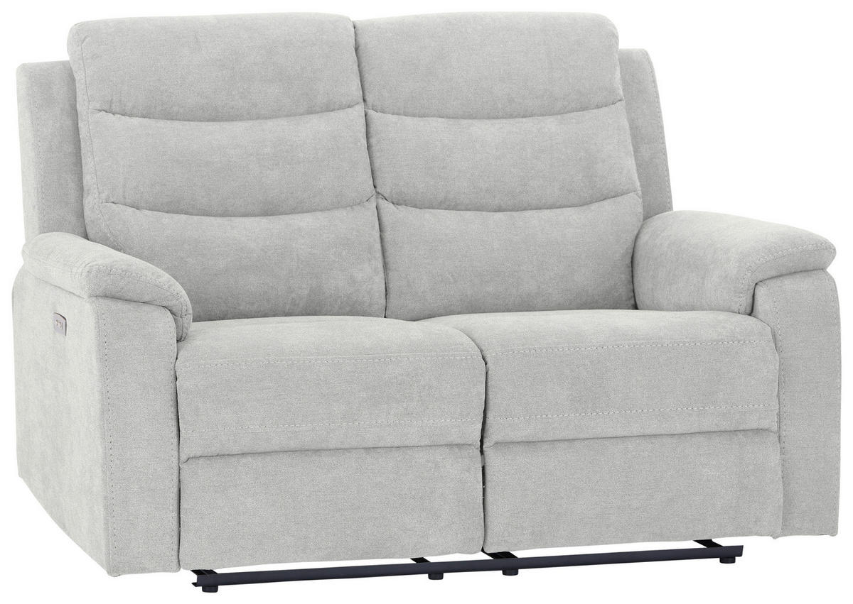 2-SITZER-SOFA Webstoff Hellgrau  - Hellgrau/Schwarz, KONVENTIONELL, Kunststoff/Textil (153/102/93cm) - P & B