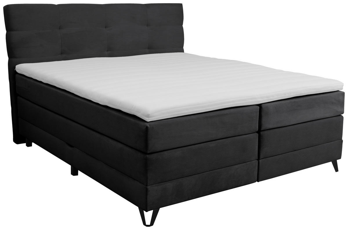 BOXSPRINGBETT 180/200 cm  in Schwarz  - Schwarz, KONVENTIONELL, Textil/Metall (180/200cm) - Carryhome