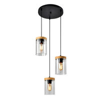 PENDELLEUCHTE 35/35/114 cm  - Eichefarben/Schwarz, KONVENTIONELL, Glas/Metall (35/35/114cm)