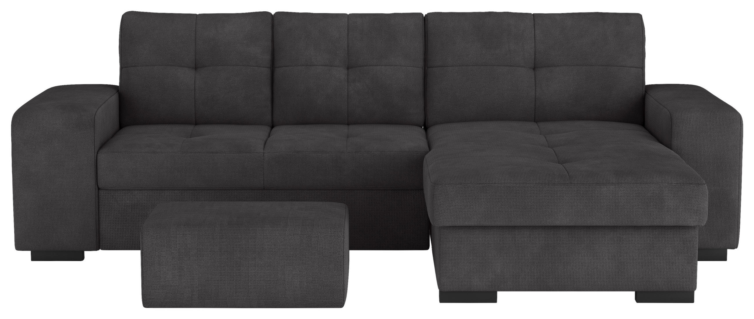ECKSCHLAFSOFA in Mikrofaser Schwarz  - Schwarz, MODERN, Kunststoff/Textil (268/156cm) - MID.YOU