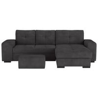 ECKSCHLAFSOFA in Mikrofaser Schwarz  - Schwarz, MODERN, Kunststoff/Textil (268/156cm) - MID.YOU