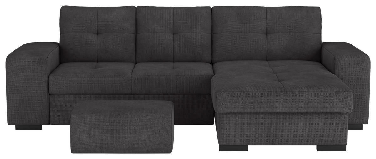 ECKSCHLAFSOFA in Mikrofaser Schwarz  - Schwarz, MODERN, Kunststoff/Textil (268/156cm) - MID.YOU