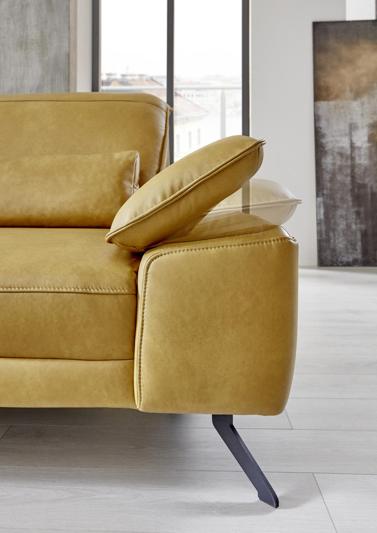 ECKSOFA in Echtleder Hellbraun  328/193 cm  - Hellbraun/Schwarz, Design, Leder/Metall (328/193cm) - Dieter Knoll