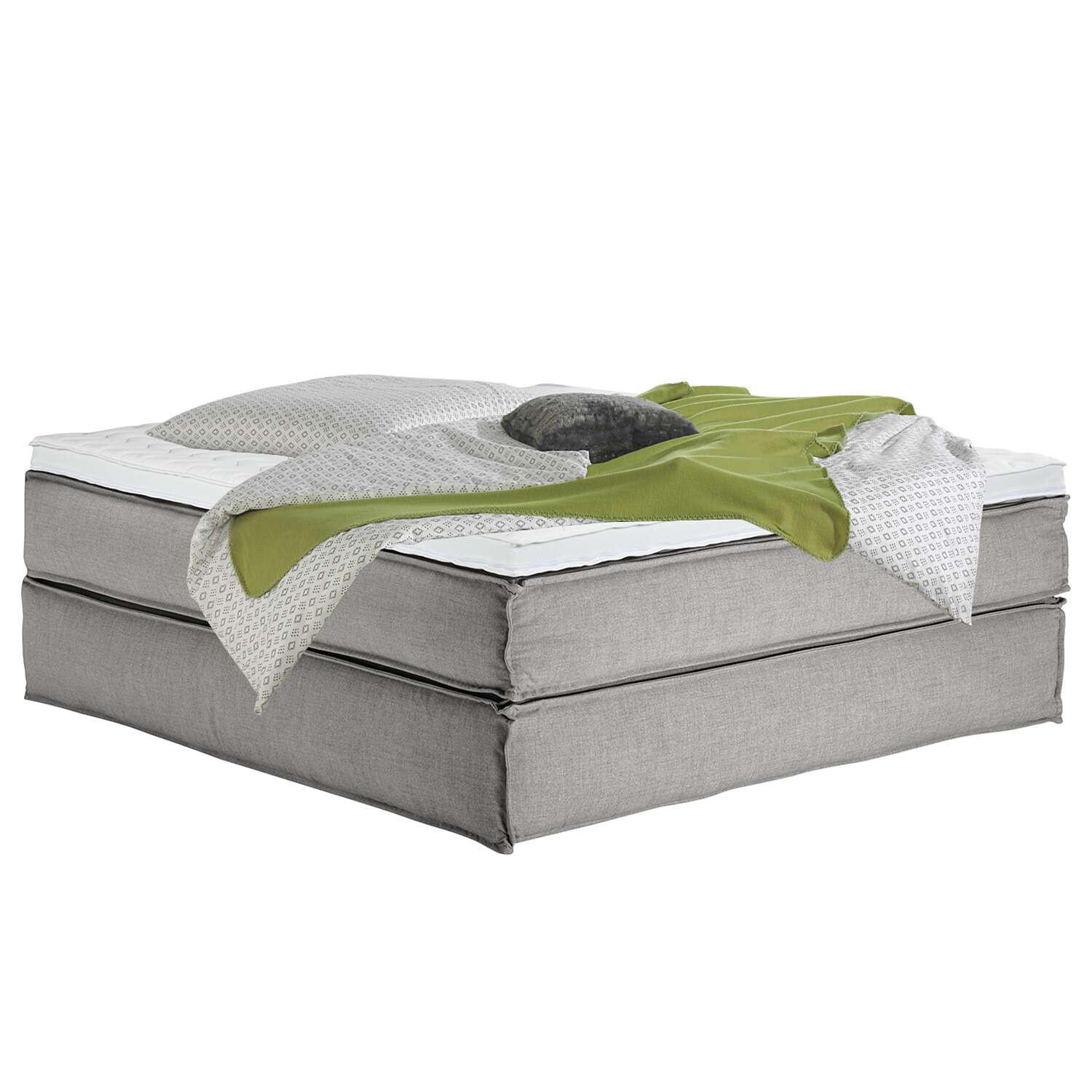 BOXSPRINGBETT 180/220 cm  in Hellgrau  - Hellgrau/Schwarz, Design, Textil (180/220cm) - home24