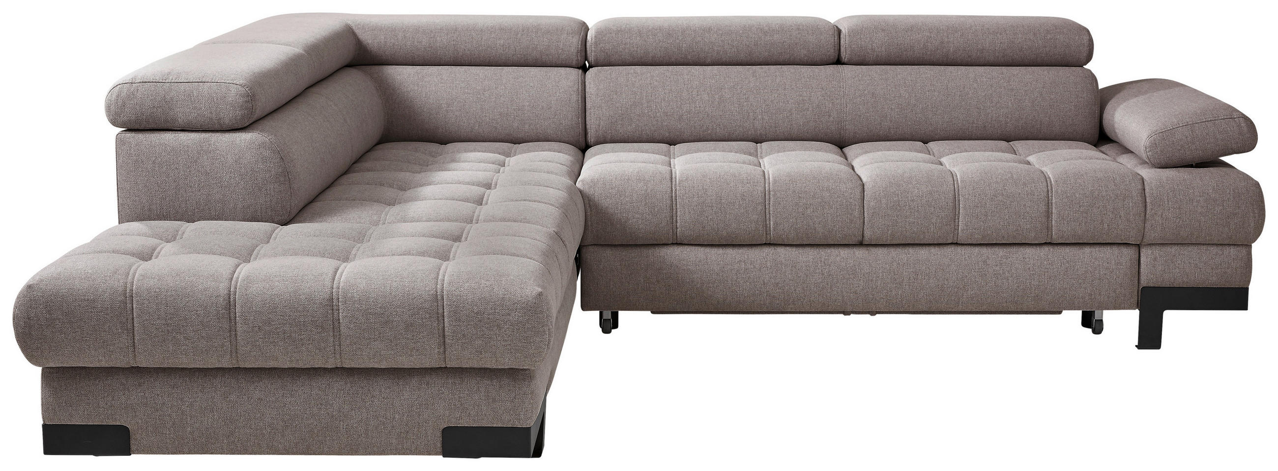 ECKSOFA Hellgrau Webstoff - Hellgrau/Schwarz, Design, Textil/Metall (223/263cm) - Welnova
