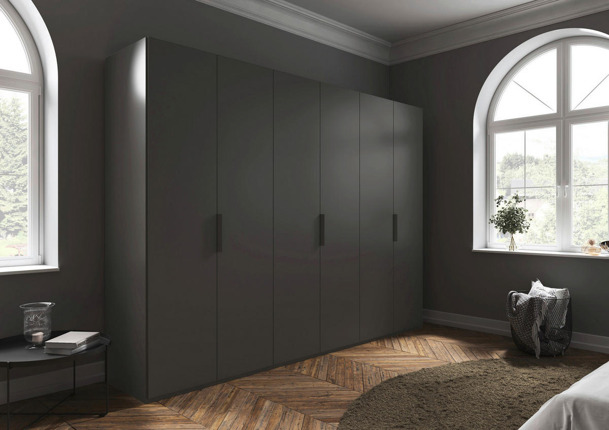 DREHTÜRENSCHRANK 301/235/61 cm,  in Graphitfarben, 6-türig  - Graphitfarben, Basics, Holzwerkstoff/Metall (301/235/61cm) - Novel