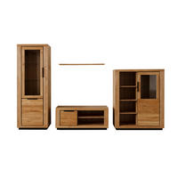WOHNWAND 4-teilig  in Wildeiche  346/200/54 cm  - Wildeiche/Schwarz, Design, Glas/Holz (346/200/54cm) - MID.YOU