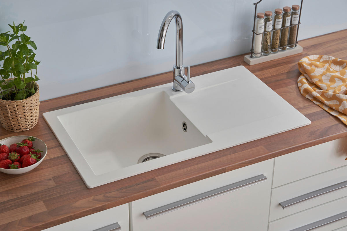 SPÜLE 1712DENVER78X44W  - Weiß, Trend, Glas/Kunststoff (78/17/43,5cm) - Respekta