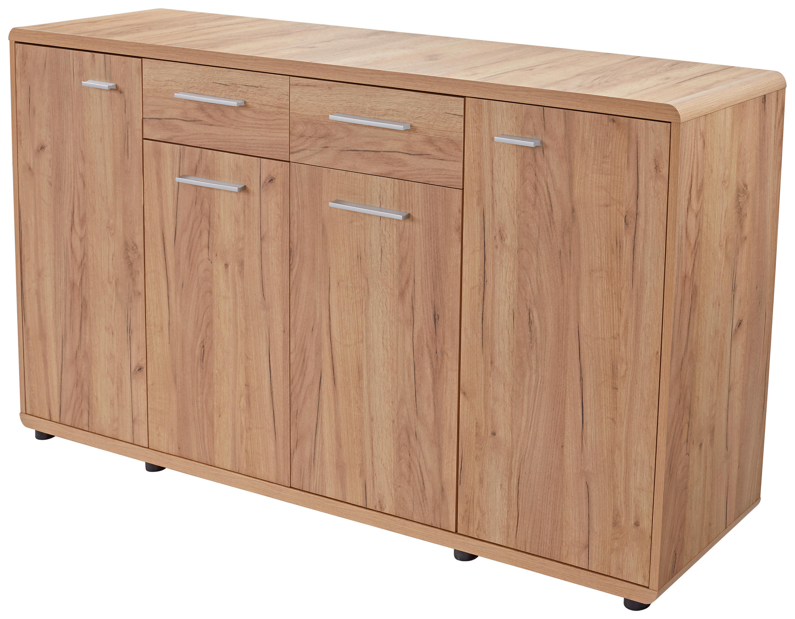 KOMODA, barve hrasta - črna/barve hrasta, Trendi, umetna masa/leseni material (174,4/87,2/40cm) - Carryhome
