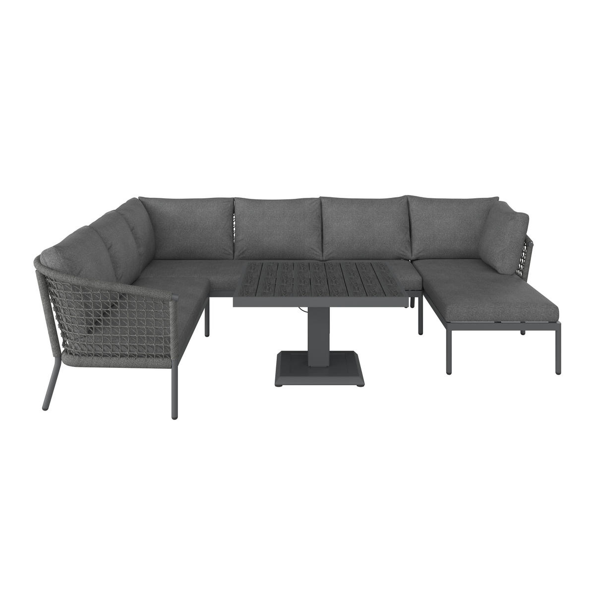 LOUNGEGARNITUR 5-teilig   Aluminium  - Dunkelgrau, Design, Kunststoff/Textil (237/194/226cm) - Ambia Garden