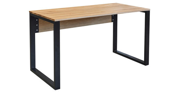 SCHREIBTISCH 140/70/76 cm Eichefarben  - Eichefarben/Schwarz, Natur, Holz/Metall (140/70/76cm) - Linea Natura