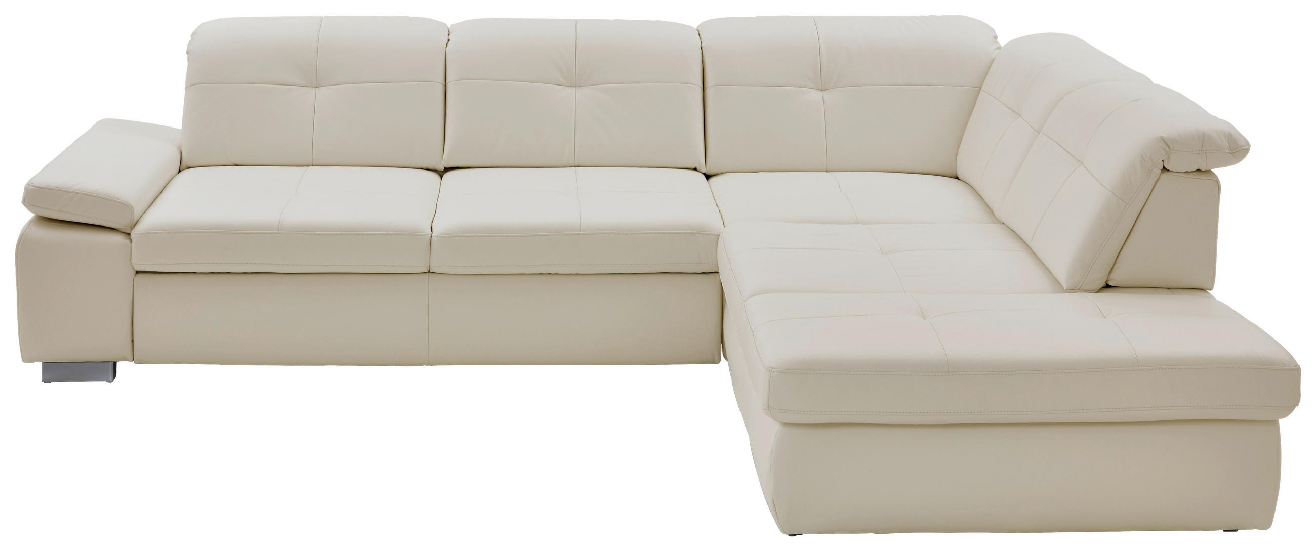ECKSOFA in Echtleder Weiss  - Weiss, Basics, Leder/Metall (312/260cm) - Beldomo Premium