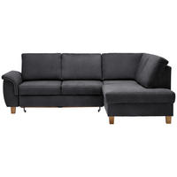 ECKSOFA Dunkelgrau Flachgewebe  - Eichefarben/Dunkelgrau, Design, Holz/Textil (253/185cm) - Cantus