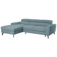 ECKSOFA LARGO in Chenille Blau  177/226 cm  - Blau/Schwarz, Design, Textil/Metall (177/226cm) - Livetastic
