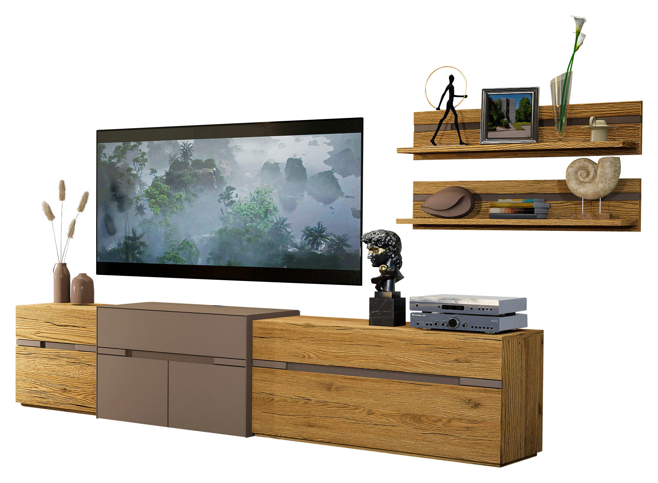 WOHNWAND  Taupe, Wildeiche 310/175/47 cm  - Taupe/Wildeiche, Design, Holz/Holzwerkstoff (310/175/47cm) - Novel