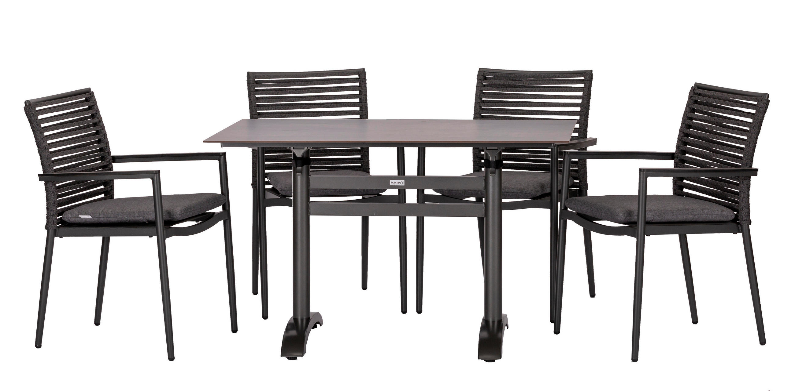 GARTENMÖBEL-SET   - Dunkelgrau/Anthrazit, Basics, Holzwerkstoff/Kunststoff (120cm) - Gardenson