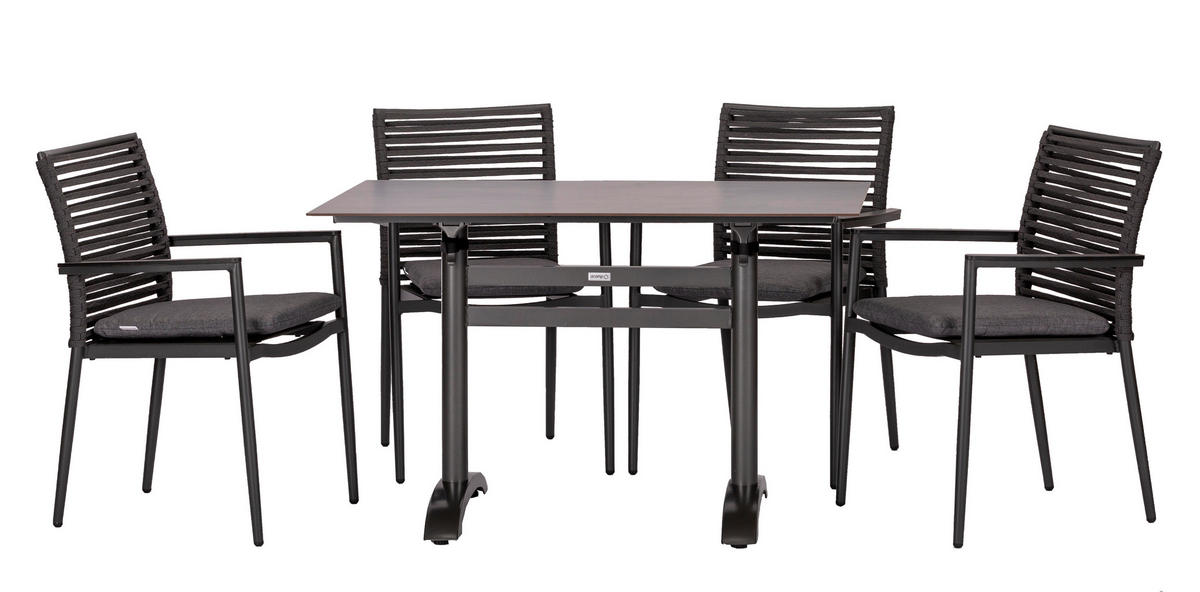 GARTENSET  - Dunkelgrau/Anthrazit, Basics, Holzwerkstoff/Kunststoff (120cm) - Gardenson