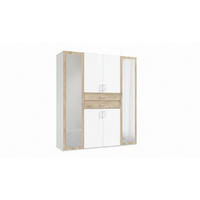 KLEIDERSCHRANK Weiss, Eichefarben  - Weiss/Eichefarben, Modern, Glas/Holz (180/208/58cm) - P & B