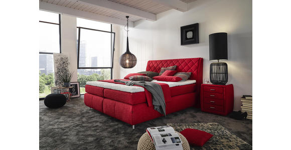 BOXSPRINGBETT 180/200 cm in Rot - Rot/Alufarben, KONVENTIONELL, Textil/Metall (180/200cm) - Dieter Knoll