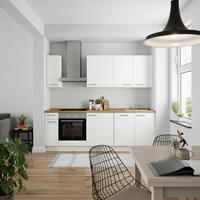 KÜCHENBLOCK Touch 240 cm  in Weiß, Eichefarben  - Edelstahlfarben/Eichefarben, MODERN, Holzwerkstoff/Metall (240cm) - Nobilia
