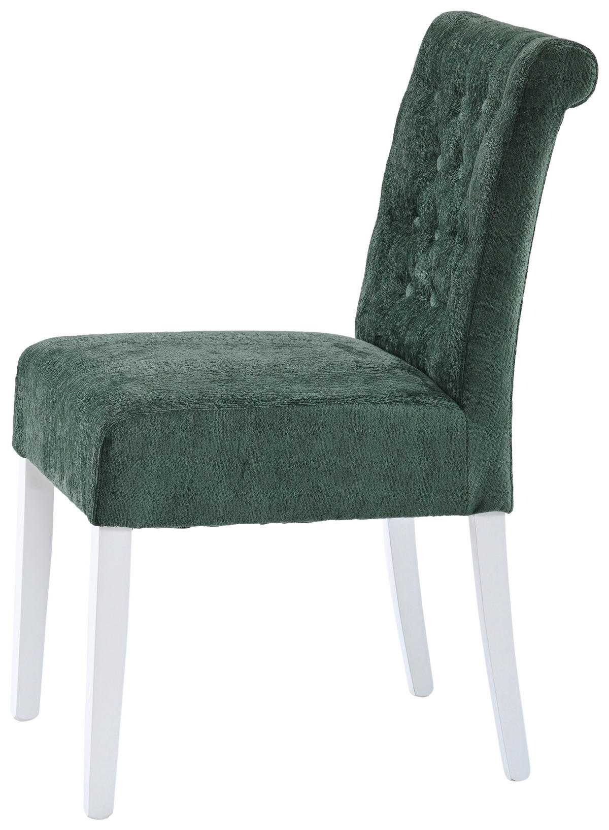 STUHL Chenille Grün Buche massiv  - Weiß/Grün, KONVENTIONELL, Holz/Textil (46,5/91/65cm) - Cantus