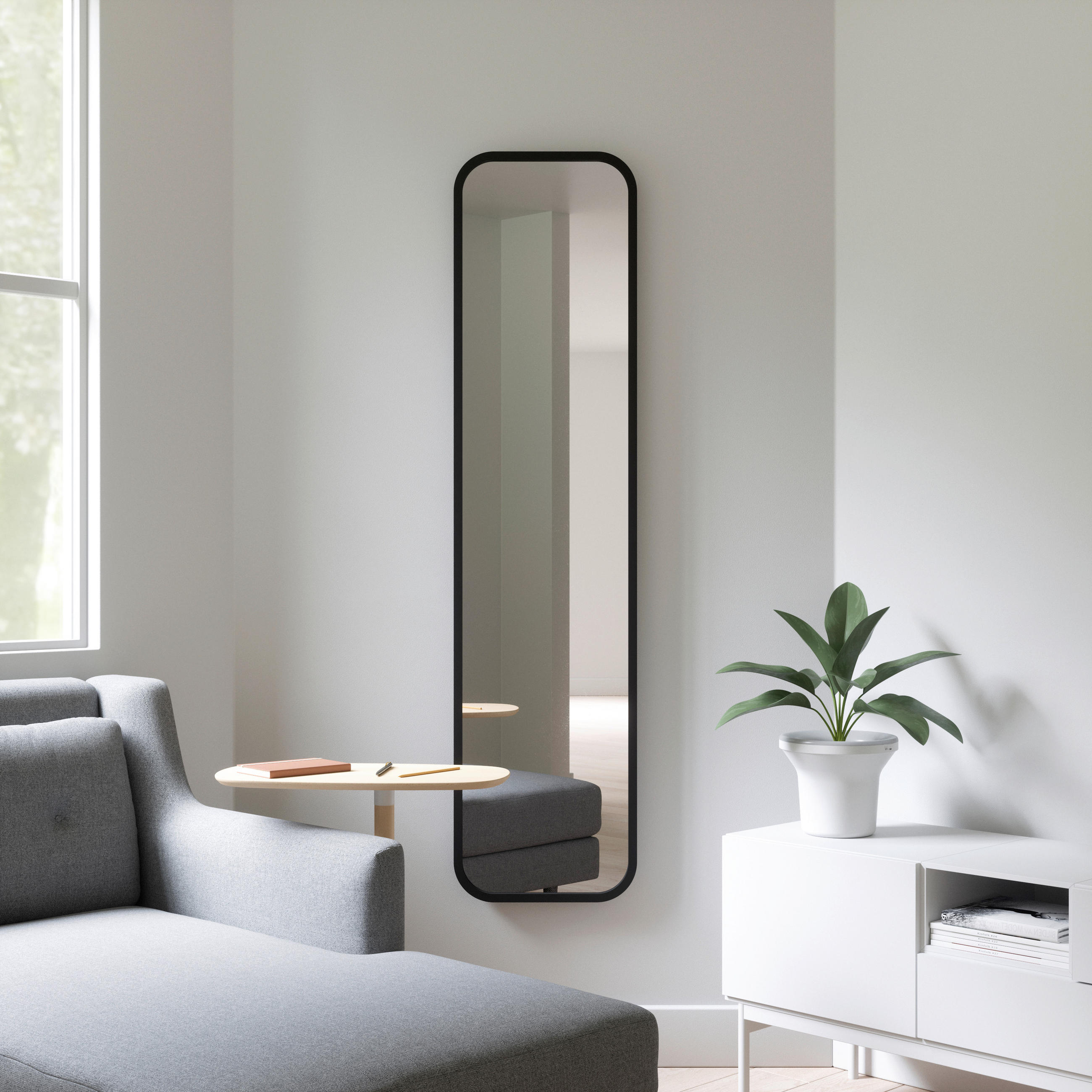STANDSPIEGEL 37/157/5 cm  - Schwarz, Basics, Glas/Kunststoff (37/157/5cm) - Umbra