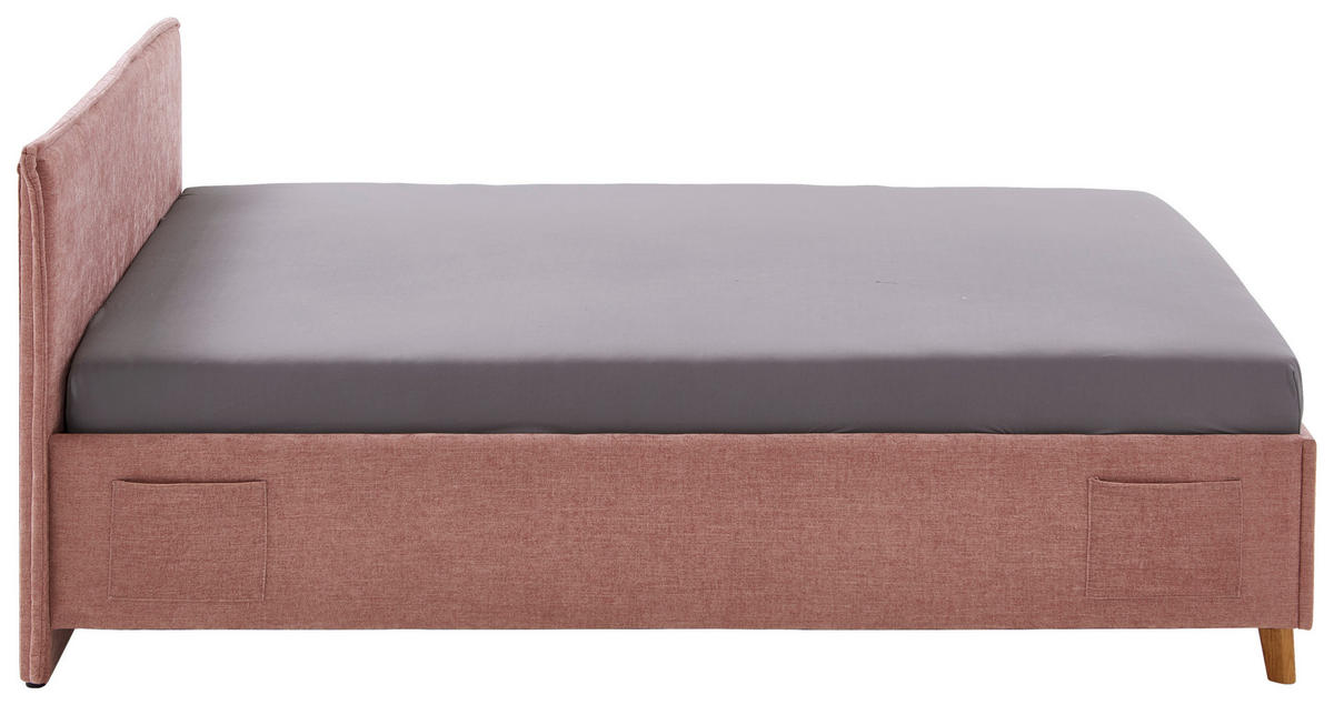 POLSTERBETT 140/200 cm  in Rosa  - Eichefarben/Rosa, KONVENTIONELL, Holz/Textil (140/200cm) - Stylife