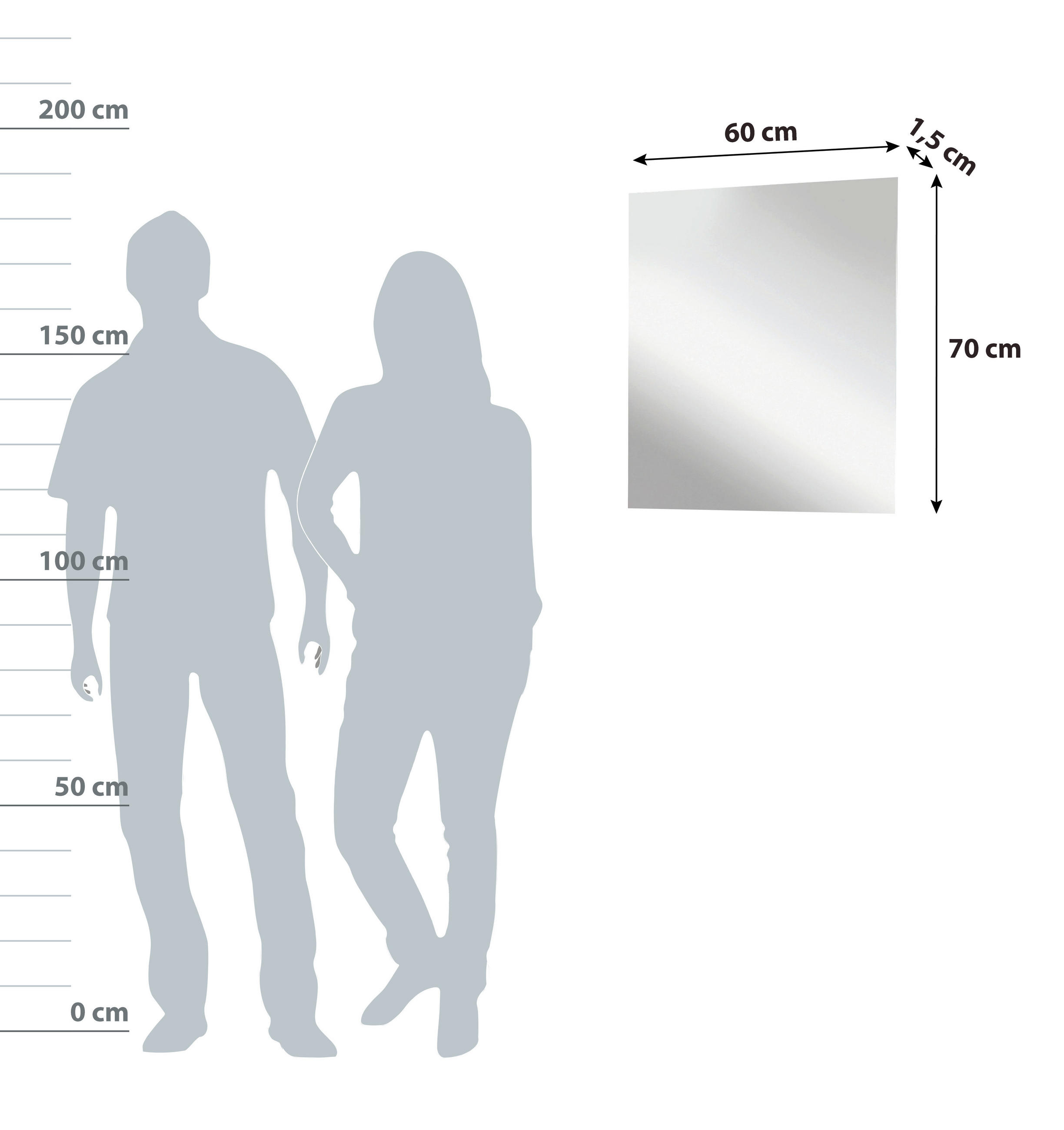 WANDSPIEGEL 60/70/1,5 cm  - Basics, Glas (60/70/1,5cm) - MID.YOU