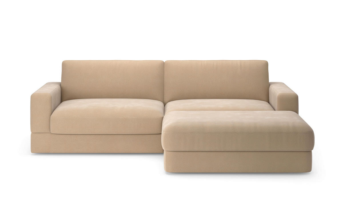 ECKSOFA FABIO E Sandfarben Mikrofaser  - Sandfarben/Schwarz, MODERN, Kunststoff/Textil (264/196cm) - Sit & More