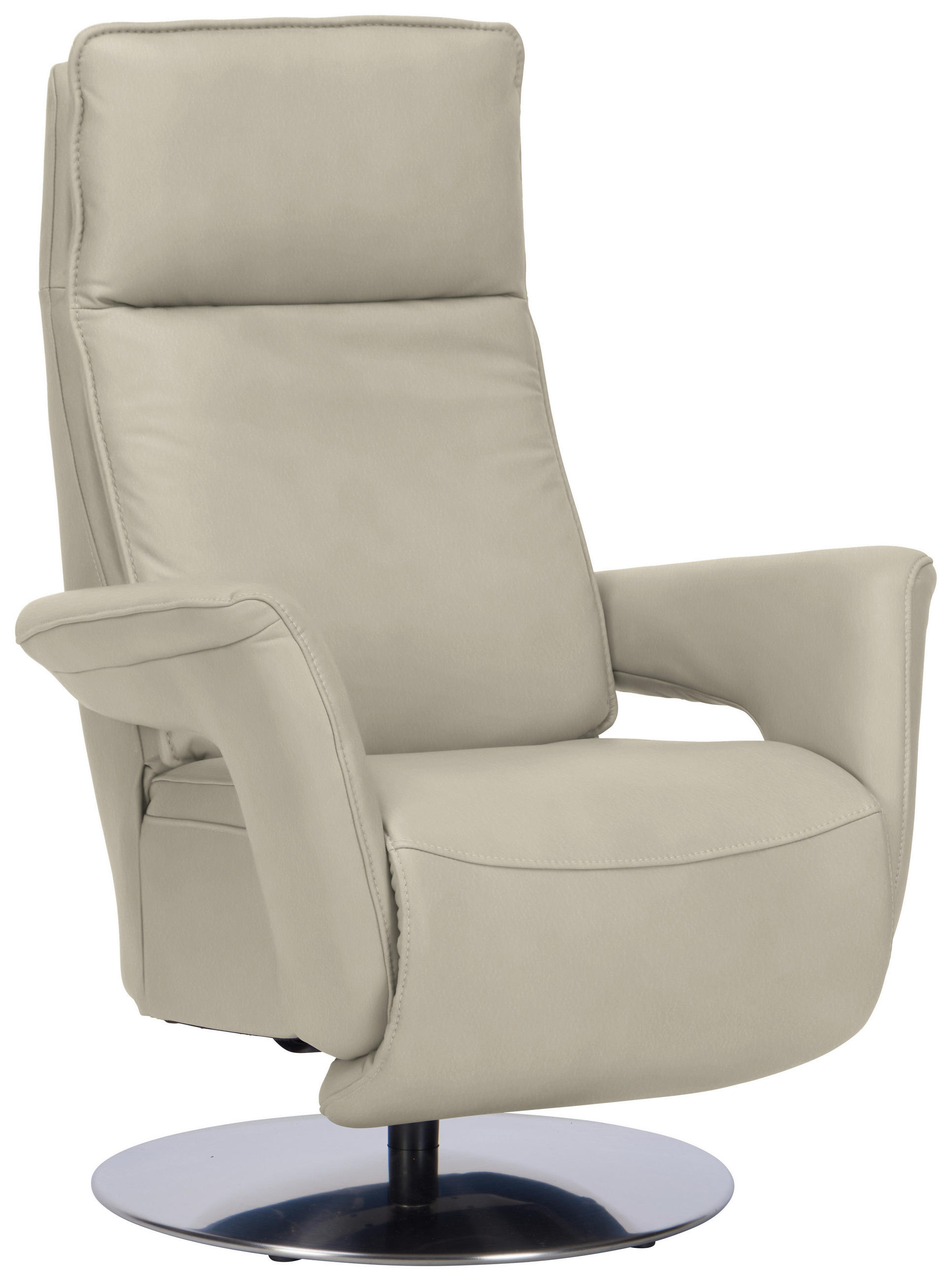RELAXSESSEL in Leder Ecru  - Ecru/Edelstahlfarben, Design, Leder/Metall (83/112/87-174cm) - Valdera