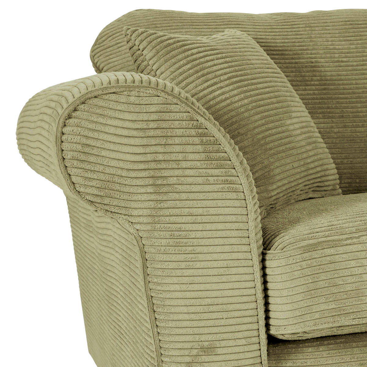2-SITZER-SOFA in Cord Hellgrün  - Dunkelbraun/Hellgrün, Konventionell, Holz/Textil (190/70/90cm) - home24