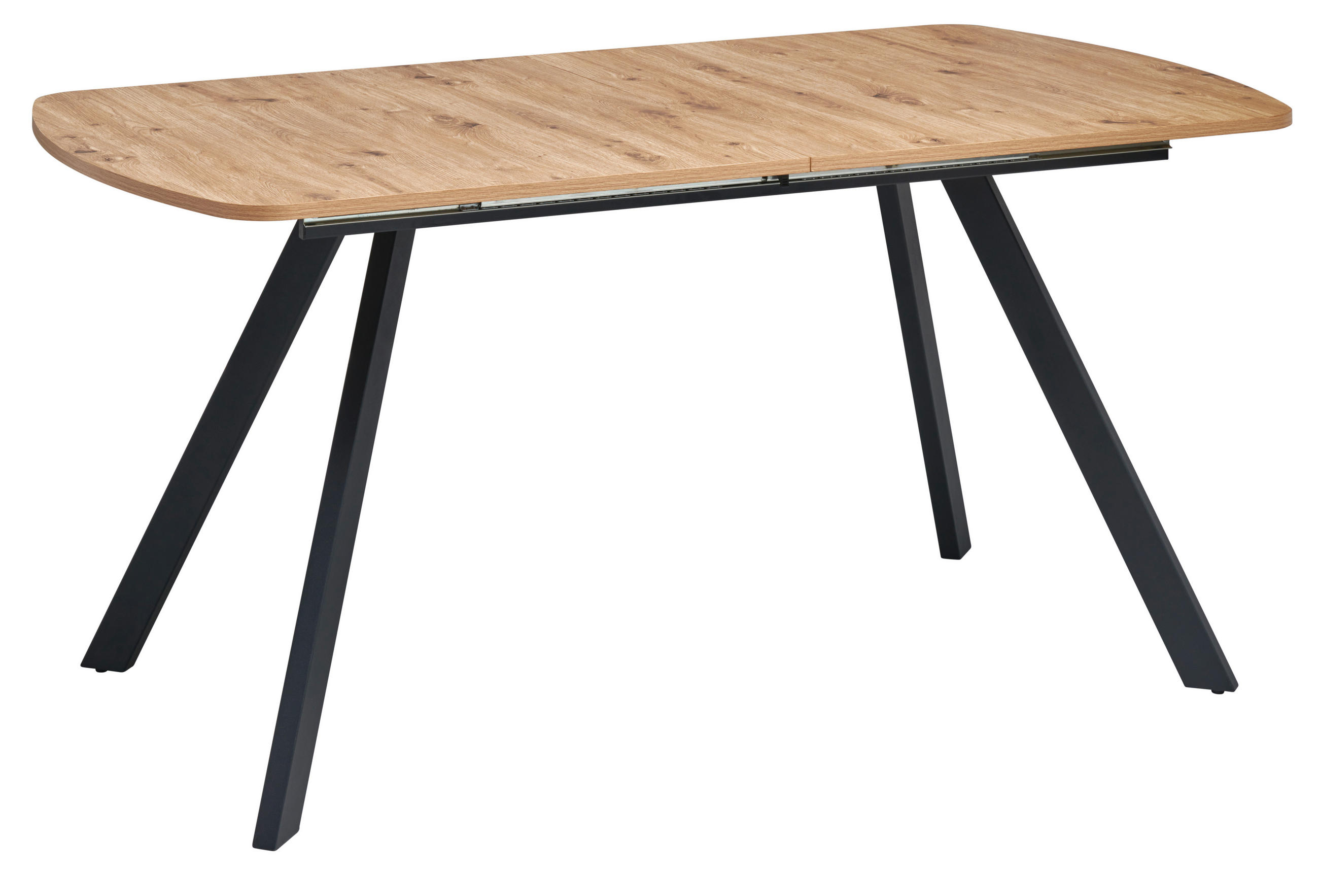 ESSTISCH in Metall, Holzwerkstoff 160-200/90/75 cm  - Schwarz/Eiche Artisan, KONVENTIONELL, Holzwerkstoff/Metall (160-200/90/75cm) - MID.YOU