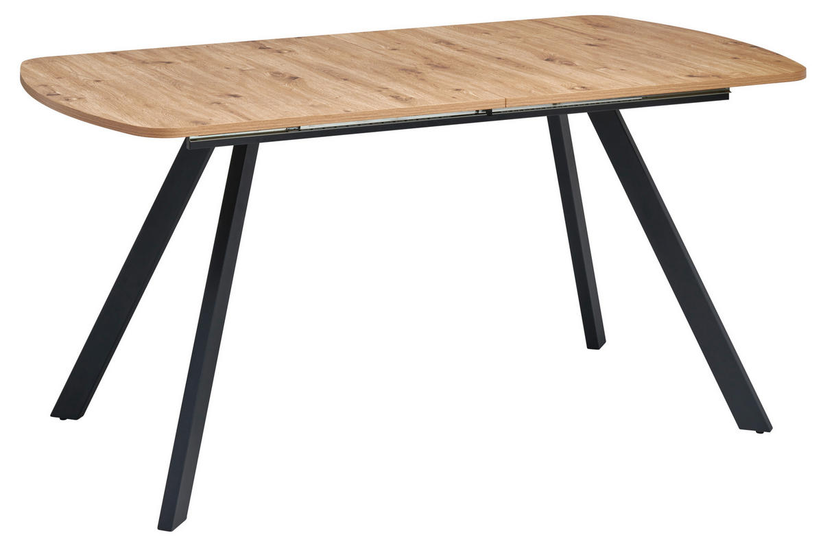 ESSTISCH in Metall, Holzwerkstoff 160-200/90/75 cm  - Schwarz/Eiche Artisan, KONVENTIONELL, Holzwerkstoff/Metall (160-200/90/75cm) - MID.YOU