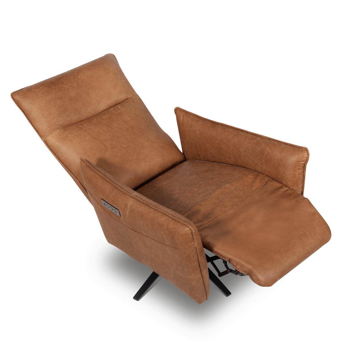 RELAXSESSEL Leder Cognac  - Cognac/Schwarz, Design, Leder/Metall (77/107/88cm) - Livetastic