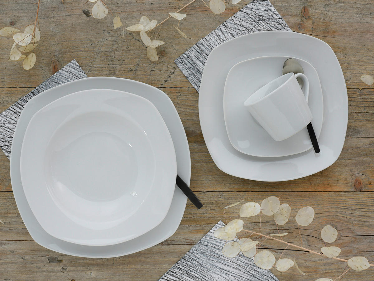 KOMBINOVANÁ SOUPRAVA, 30dílné, porcelán - bílá, Basics, keramika (34,4/29,2/35cm)
