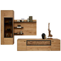 WOHNWAND  in Wildeiche  293,8/207,1/37,1 cm  - Wildeiche/Graphitfarben, Natur, Glas/Holz (293,8/207,1/37,1cm) - Valnatura