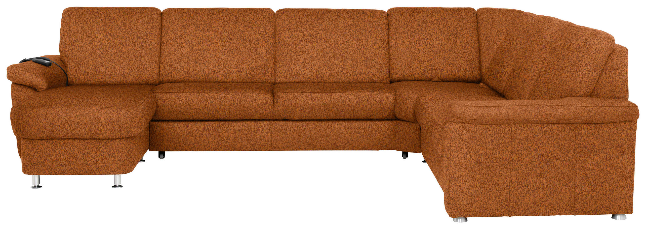 WOHNLANDSCHAFT Cognac Flachgewebe  - Chromfarben/Cognac, KONVENTIONELL, Textil/Metall (163/336/240cm) - Beldomo System