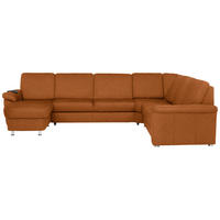 WOHNLANDSCHAFT in Flachgewebe Cognac  - Chromfarben/Cognac, KONVENTIONELL, Textil/Metall (163/336/240cm) - Beldomo System