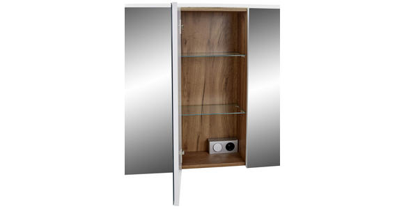 Spiegelschrank mit Soft-Close + Led Avensis B: 90cm, Eiche - Klar/Eichefarben, MODERN, Glas/Holzwerkstoff - Luca Bessoni