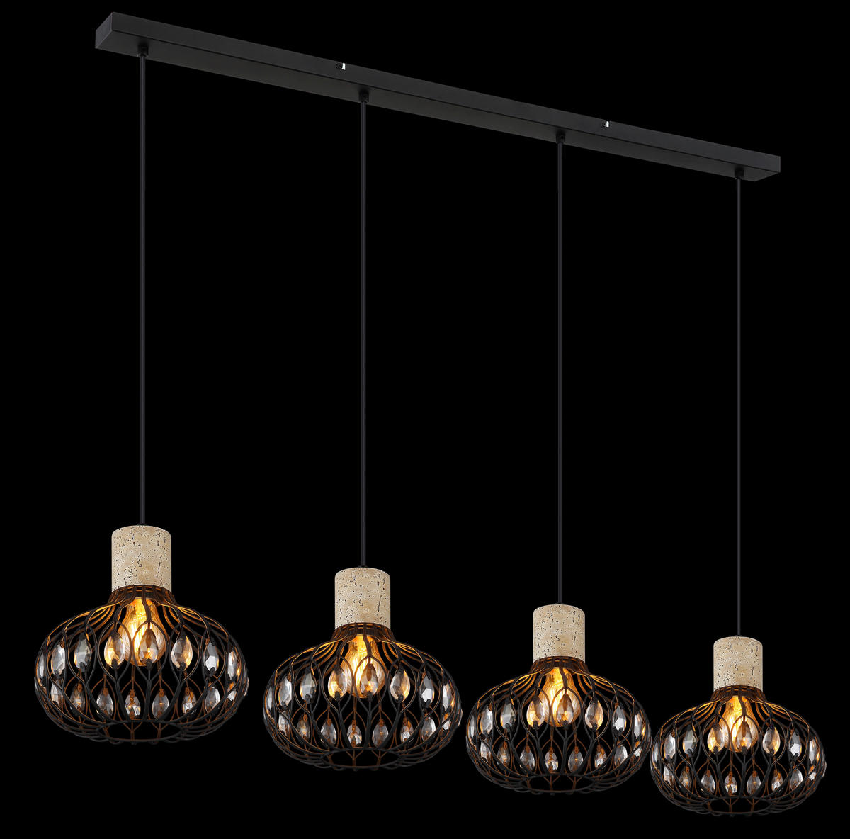 HÄNGELEUCHTE 115/25/150 cm  - Klar/Schwarz, Basics, Glas/Kunststoff (115/25/150cm) - Globo