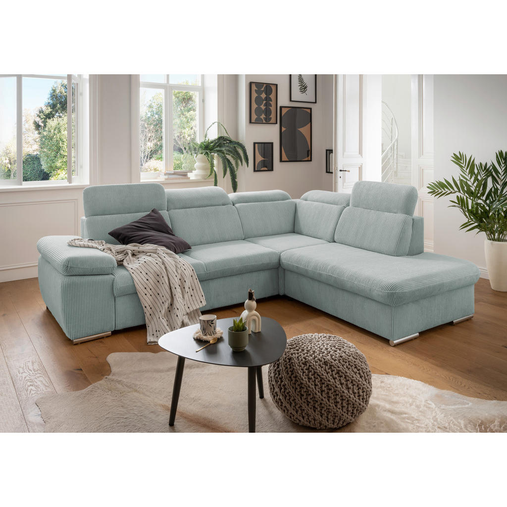 Thumbnail - Livetastic Ecksofa, Hellblau, Textil, 5-Sitzer, Ottomane rechts, 283x228 cm, seitenverkehrt erhältlich, Schlafen auf Sit...