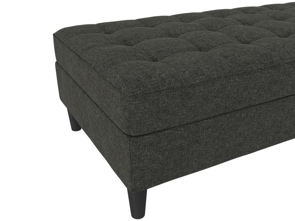 HOCKER PALERMO Webstoff, Leinenoptik Anthrazit  - Anthrazit/Schwarz, Basics, Kunststoff/Textil (130/43/69cm) - Livetastic
