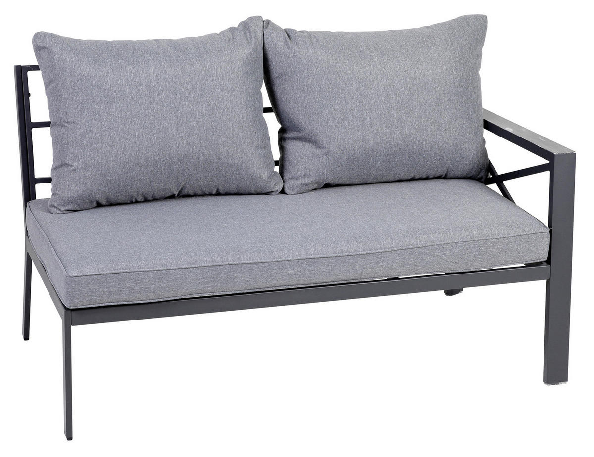 LOUNGEGARNITUR 4-teilig   131,5/77/72 cm Aluminium  - Anthrazit, Basics, Glas/Textil (131,5/77/72cm) - Gardenson