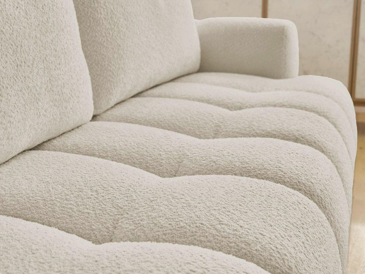 SCHLAFSOFA FUJI Bouclé Beige  inkl.  - Beige/Schwarz, MODERN, Kunststoff/Textil (251/113/88cm)