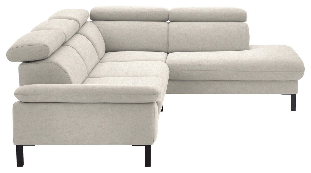 ECKSOFA in Flachgewebe Beige  - Beige/Schwarz, Design, Holzwerkstoff/Textil (272/217cm) - Pure Home Comfort